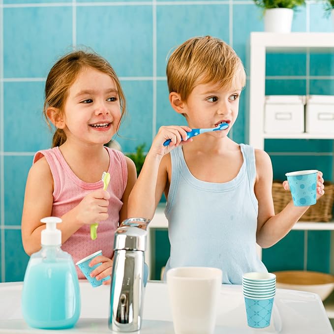 600Pcs 3oz Disposable Paper Bathroom Cups, Small Mouthwash Cups for Coffee Drinking, Bathroom, Home, Party, Office, Picnic, Travel and Events, Blue