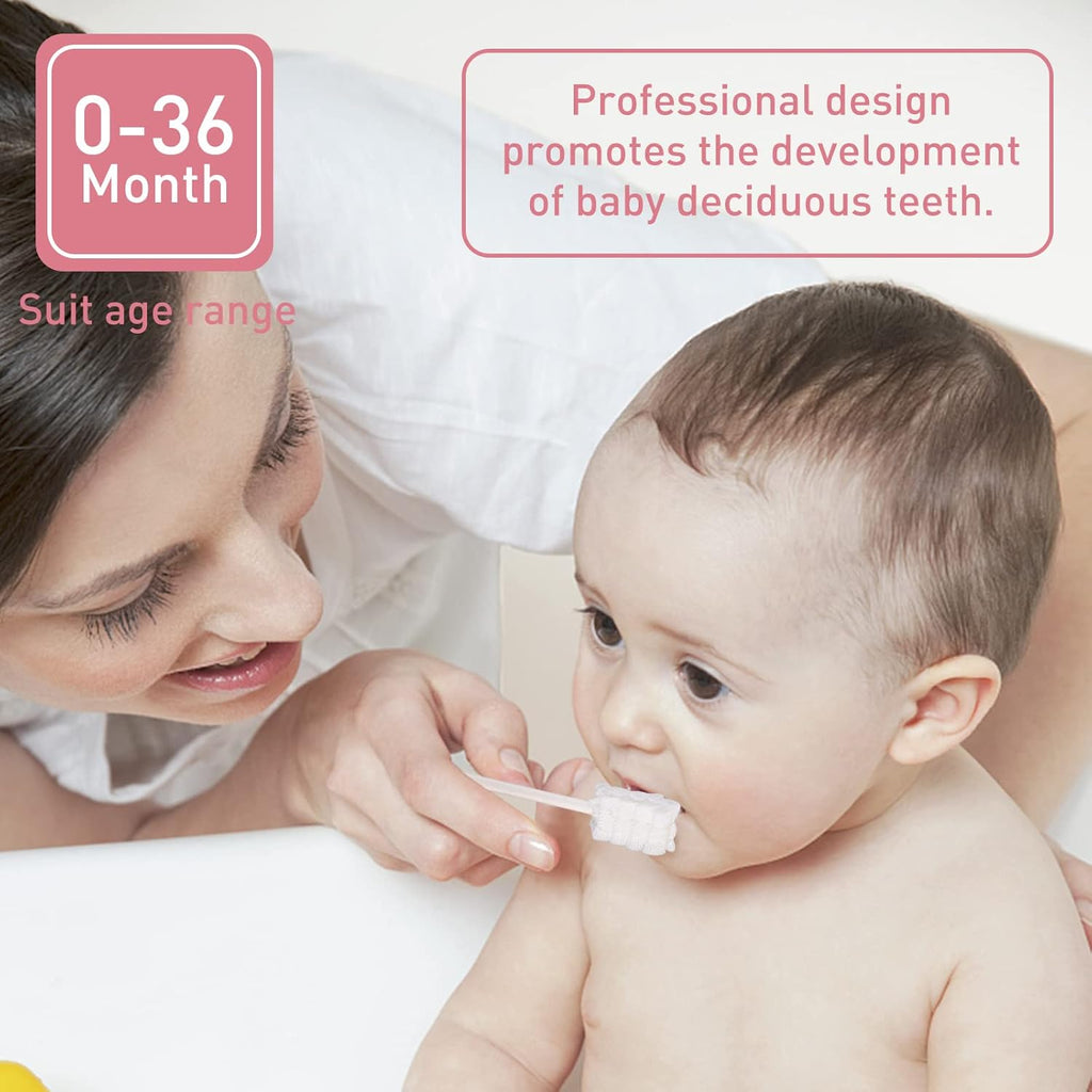 60Pcs Baby Tongue Cleaner, Baby Toothbrush, Disposable Infant Mouth Cleaner, Soft Gauze Toohthbrush Toddler Oral Cleaning Stick Dental Care for 0-36 Month Newborn