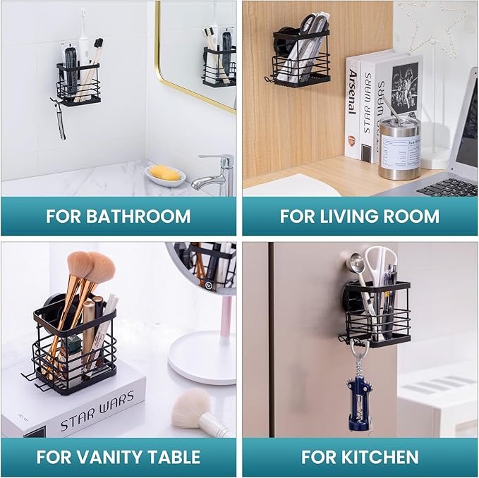 TAILI Patented Suction Cup Toothbrush Holder, Stainless Steel Anti-puddling Shower Toothbrush Holder, No Drilling Removable Organizer for Bathroom Toothpaste, Razor, Kitchen and Office Items, Black