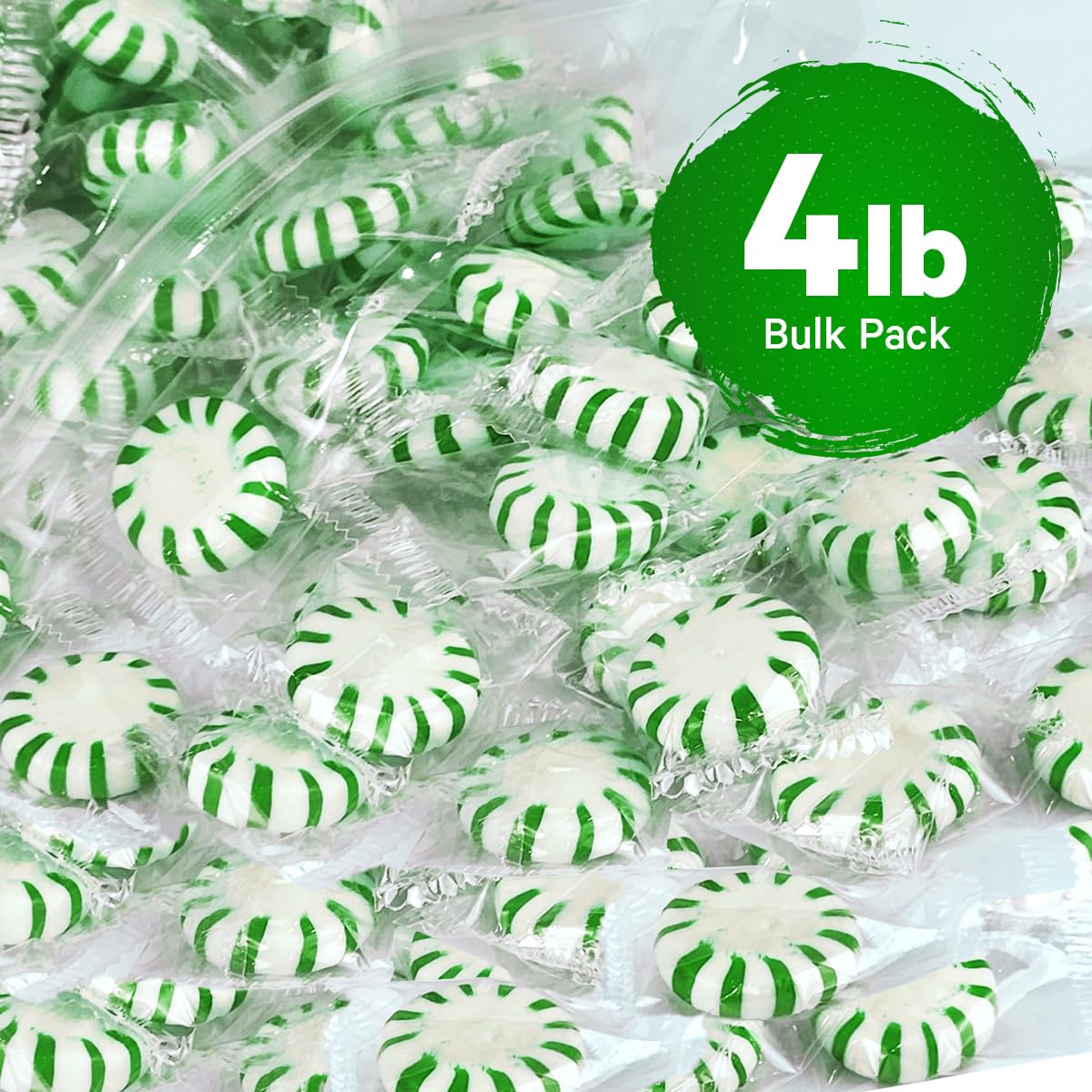 Starlight Spearmint Individually Wrapped Candy, 4 Pound Bulk Pack, Sweets for On the Go Refreshment, Starlight Mints Bulk Candy.