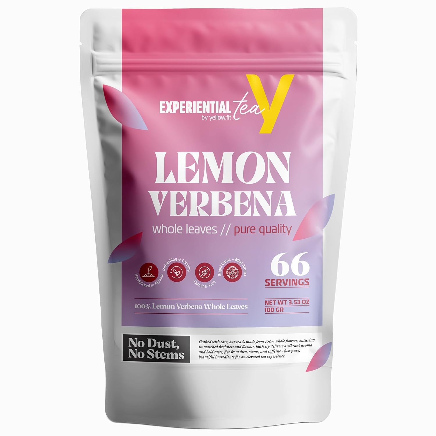 100% LEMON VERBENA WHOLE LEAVES 66 SERVING GROWN UNDER ALBANIA’S SUNSHINE