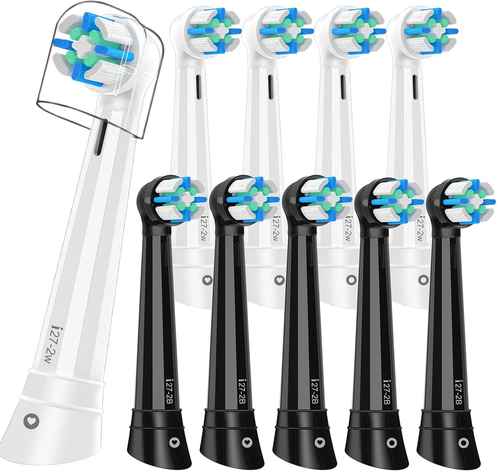 10PACK Replacement Toothbrush Heads Compatible with Oral B iO Series 2/3/4/5/6/7/8/9/10 Electric Toothbrush,Round Brush Heads for Gentle Gum Care & Deep Cleaning,White/Black