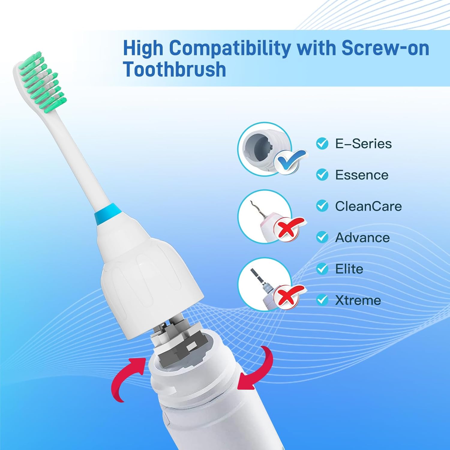 Replacement Brush Heads Compatible with Philips Sonicare Screw-on HX7022 HX7023 Essence E-Series Electric Toothbrush - Refills Heads for HX5610, 6 Packs
