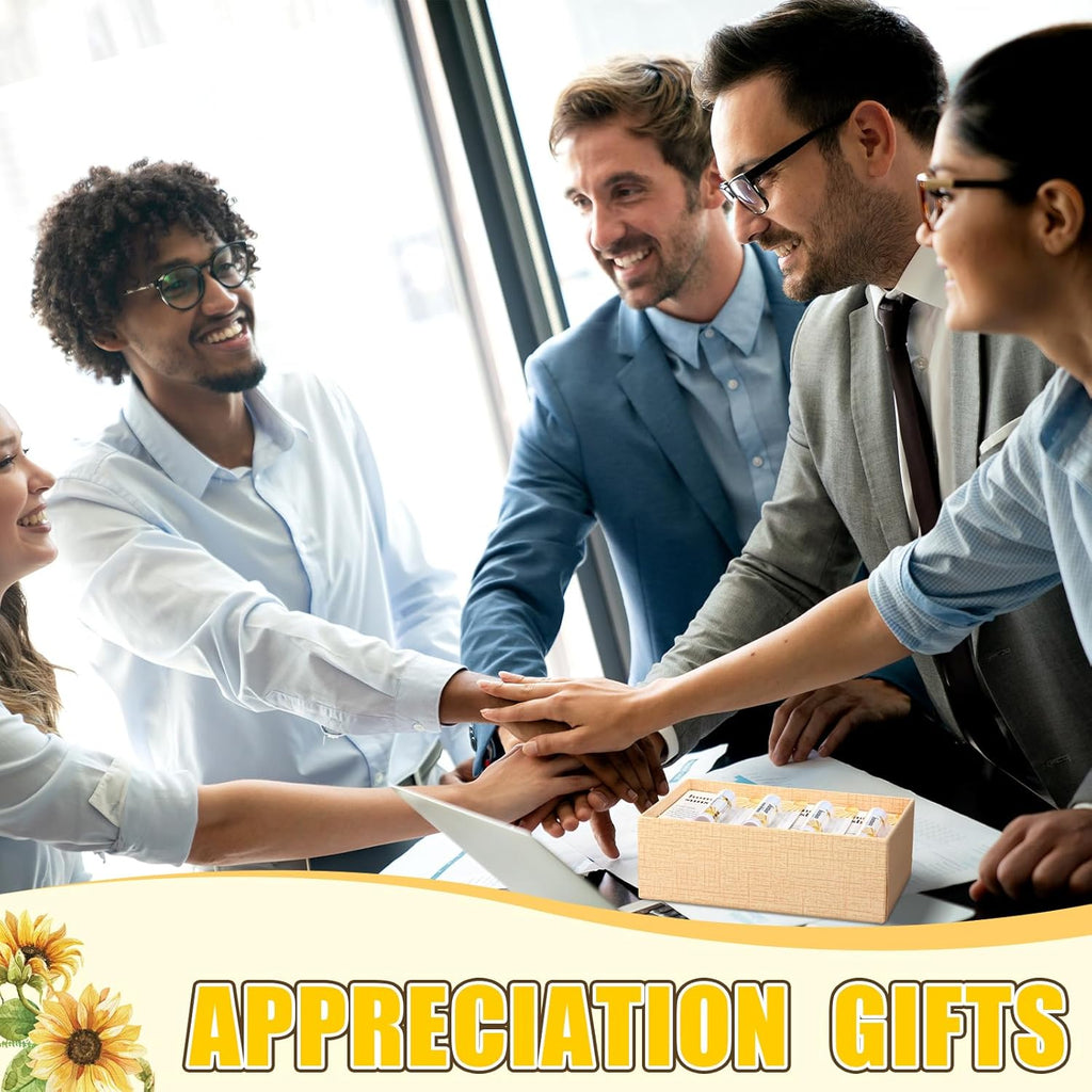 30 Pack Christmas Employee Appreciation Gift Lip Balms Bulk Staff Teacher Team Volunteer Thank You Gift Thanksgiving Christmas Appreciation Party Favor for Women Men(Human Sunshine,Yellow)
