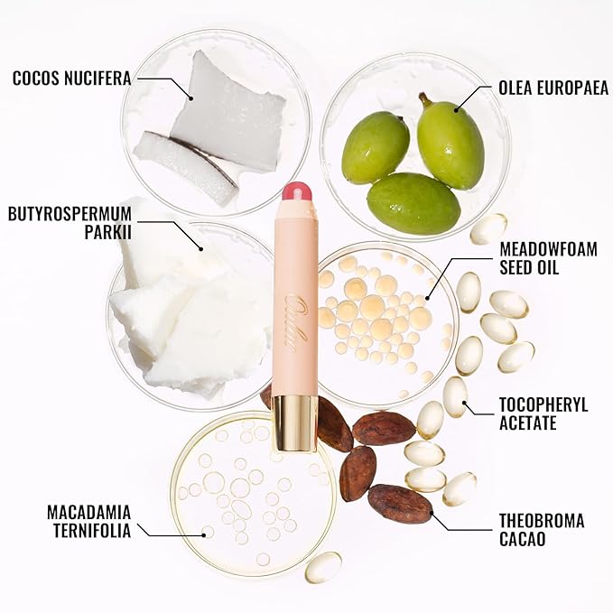 Oulac Coral Red Lipstick - Moisturizing Lipstick Tinted Lip Balm for Dry Lips | Vibrant Bright Red Lip Crayon & Blush - Lip Colour and Cheeks Makeup | 2.48g, Bloom Bloom (03)