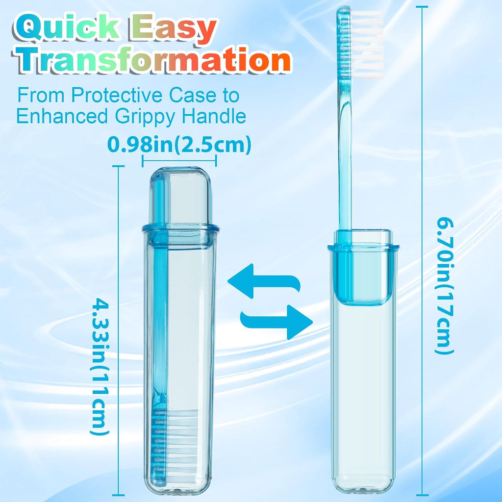 Travel Toothbrush - Folding Toothbrush, Transparent Foldable Handle, Soft Toothbrushes for Adults, Multicolor Pack of 5