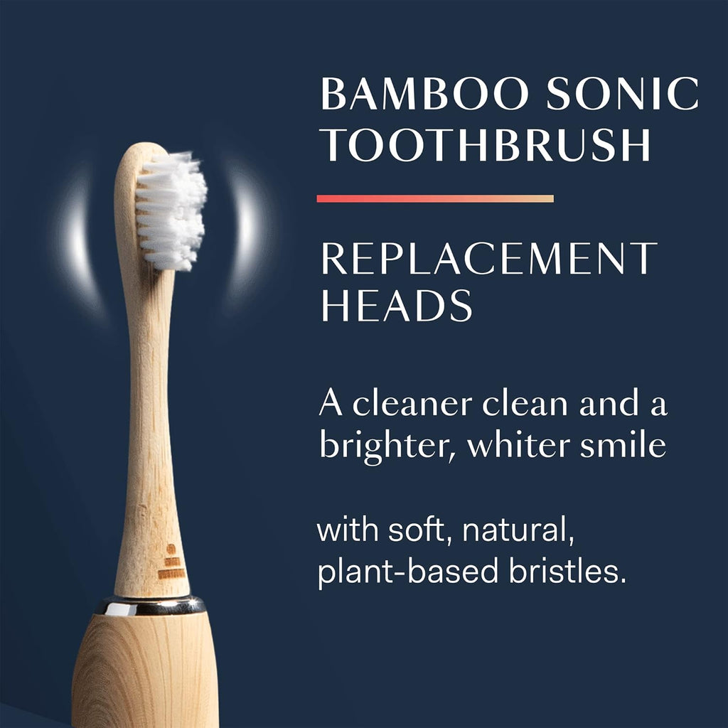Better & Better Bamboo Sonic Toothbrush Replacement Heads | Replaceable Bamboo Sonic Brush Heads w/Soft, Plant-Based Bristles for High-Polish, Gentle Clean | Whitens Surface Stains & Removes Plaque