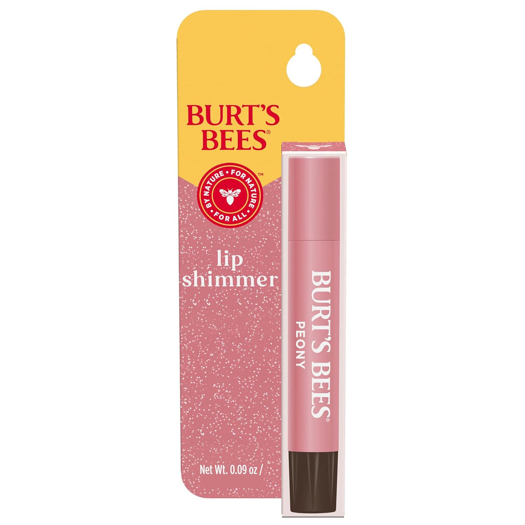 Burt's Bees Shimmer Lip Tint, Tinted Lip Balm Stick, Moisturizing for All Day Hydration with Natural Glowy Pigmented Finish & Buildable Color, Peony, 1 Tube, 0.09 oz.