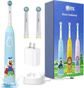 1PCs Rotating Kids Electric Toothbrush with 2 Brush Heads IPX7 by Omnia ONE | 3 Modes, Rechargeable 30 Days Battery Life, IPX7 Waterproof, USB Charger & Block Included, Fun & Effective Oral Care