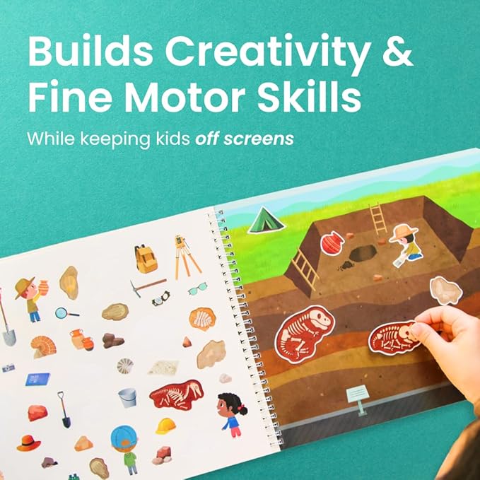 CUPKIN Sticker Book for Kids 2-4, 500+ Kids Stickers, A Day at The Museum 12 Coloring Pages 12 Side by Side Scenes, Fun Toddler Travel Activity Coloring and Sticker Books for Ages 4-8 + 8-10