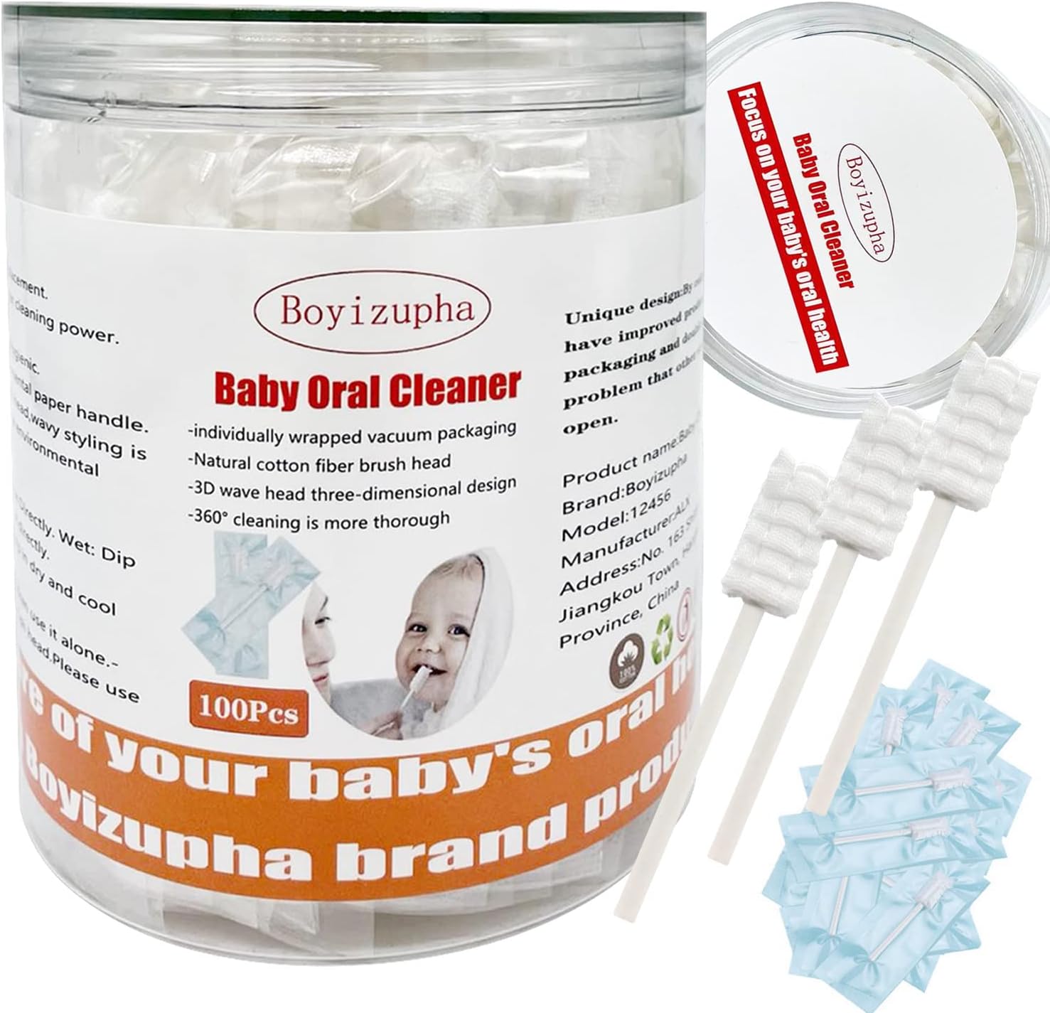 100 Pcs Baby Disposable Gauze Toothbrush,Baby Tongue Cleaner Newborn,Infant Mouth Oral Care Cleaning Swabs for 0-36 Month