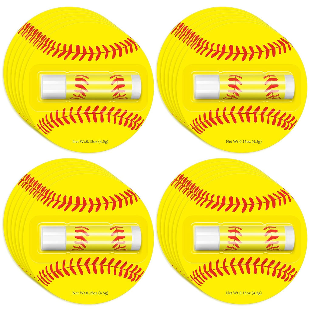 24 Pack Softball Chapstick for Softball Stadium Party Bulk Gifts,Beeswax Moisturizing Lip balm,Vanilla Flavor Plumping Lip balm for softball Team Girls kids Men Women Sports Lovers