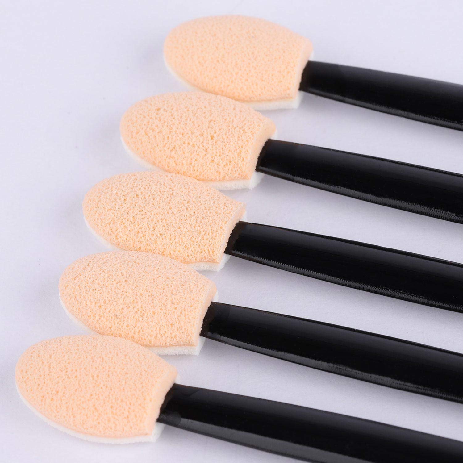 150 Eye Shadow Applicator Disposable Foam Makeup Brush Sponge Tipped Oval Eyeshadow Applicators Dual Sides with Container