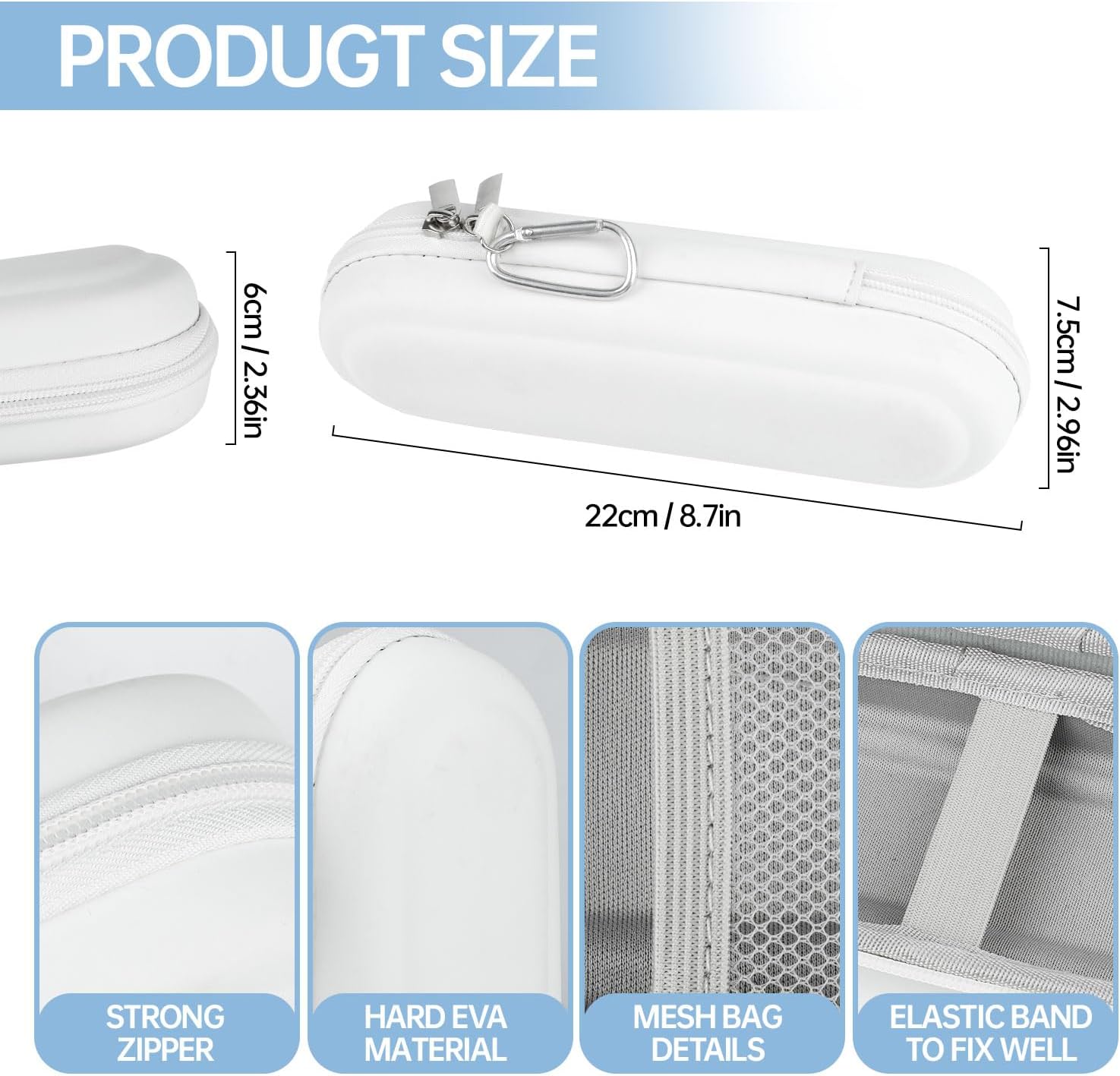 Toothbrush Travel Case for Oral B/Oral-B Pro 1000 1500 5000 7000 7500 6000 9600 for Phlips 4100 5100 Electric Toothbrush Carrying Bag, Portable Hard Protective Storage Bag with Mesh Pocket