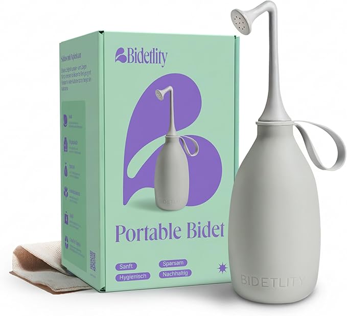 Butt & Intimate Shower 3.0 – Portable Travel Bidet, Replaces Wipes, Saves Toilet Paper, BPA-Free, Handheld, Travel Bag, Grey