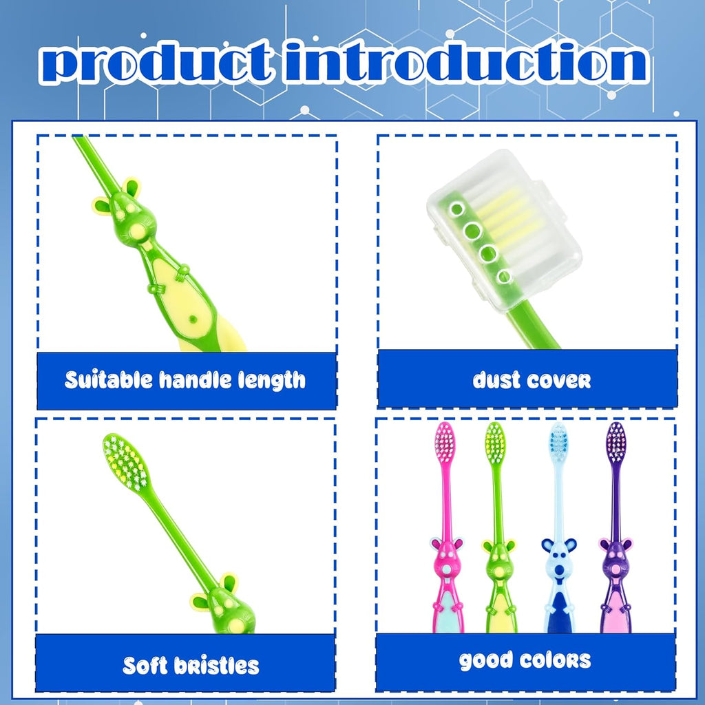 120 Pcs Kids Toothbrushes Bulk Cute Little Kangaroo Toothbrush with Cover Suction Cup Individually Wrapped Kangaroo Animal Toothbrush for Children Home School Camp Daycare Travel