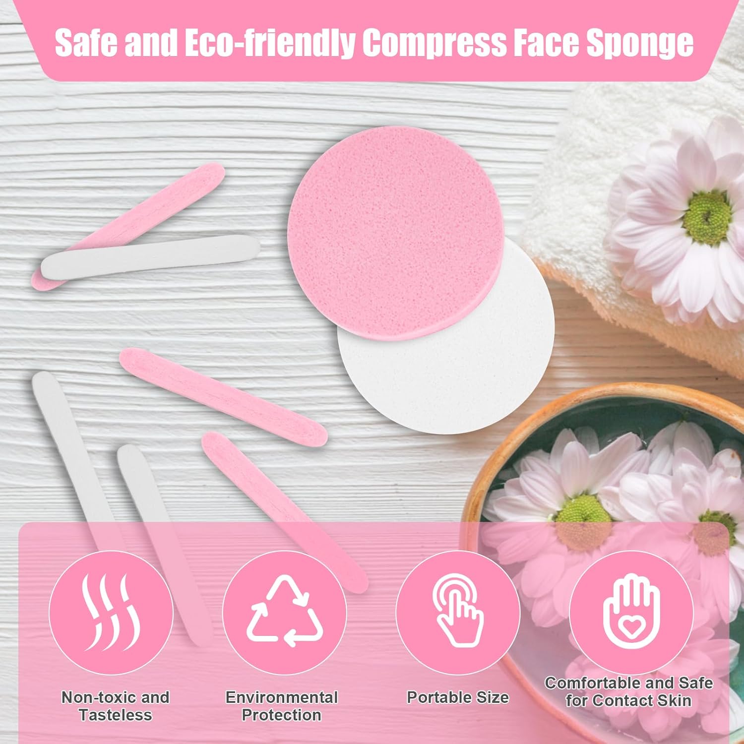120 Pcs Facial Sponge Compressed, Luxiv Face Cleansing Sponge Estheticians Compressed Makeup Facial Sponge Round Wash Face Sponges for Women Compress Exfoliating Removal Sponge (White+Pink)