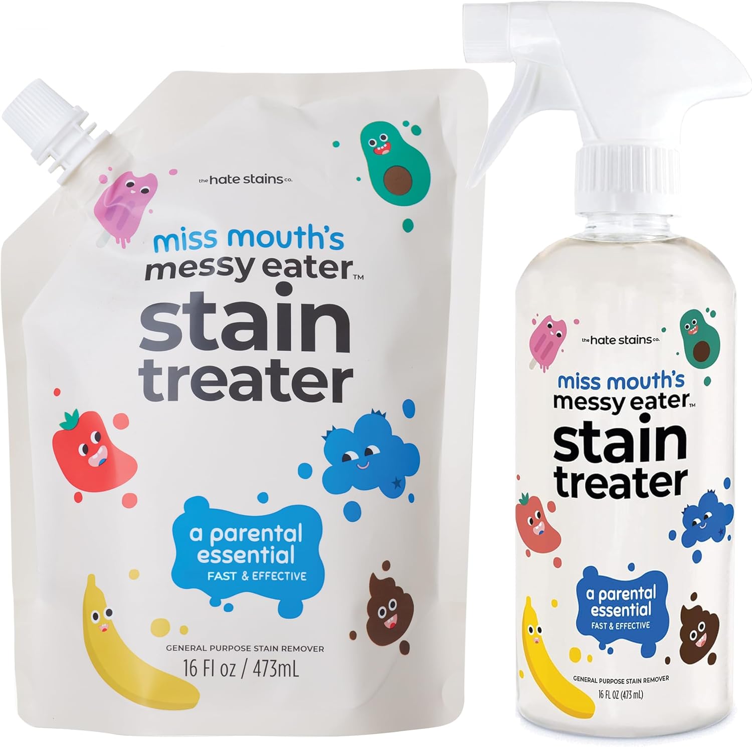 Miss Mouth's Messy Eater Stain Treater - 16oz Spray and 16oz Refill Pouch