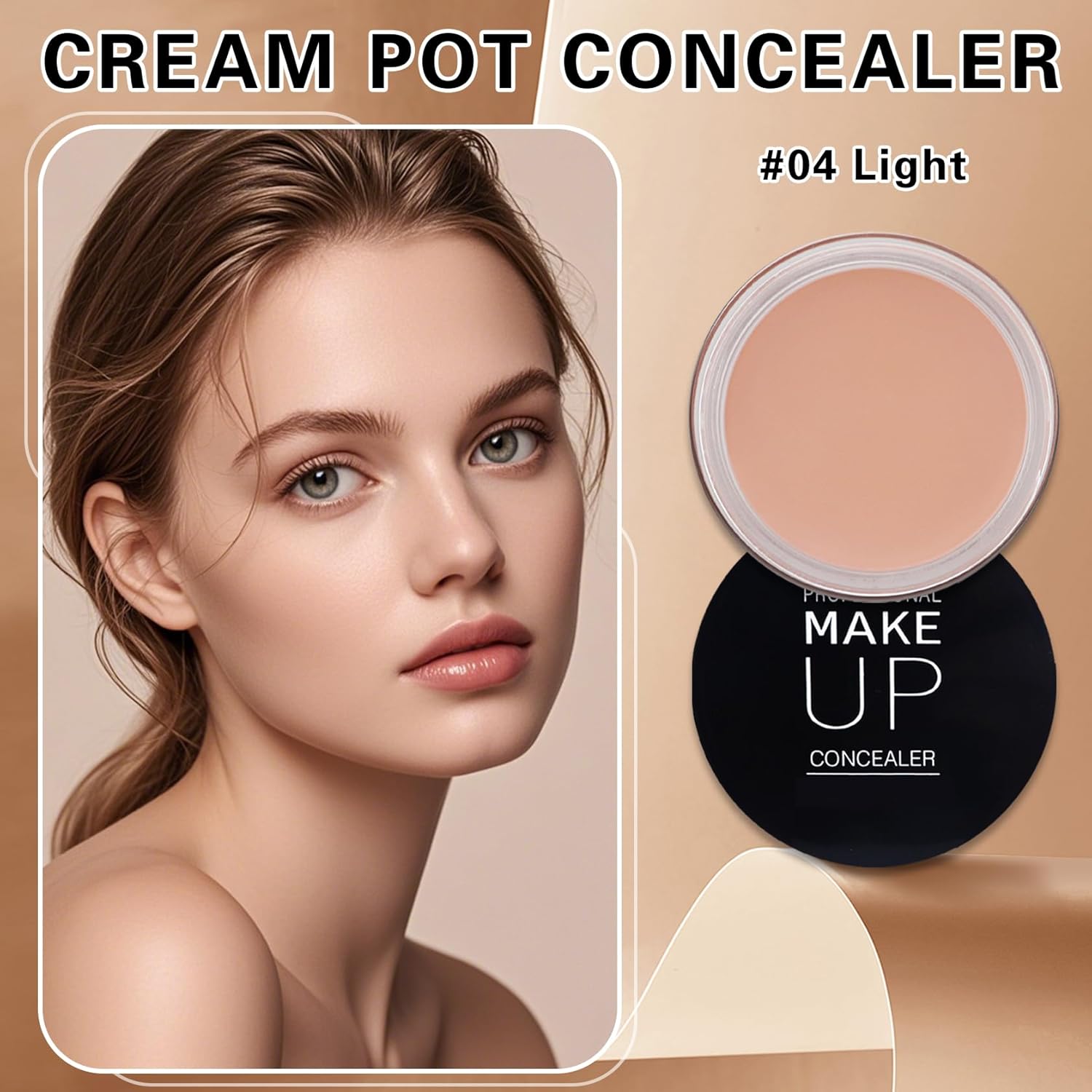 Under Eye Concealer for Dark Circles with Primer,Pot Concealer Full Coverage Tattoo Cover up Makeup,Nourishing and Moisturizing,Cruelty-free（04 Light）