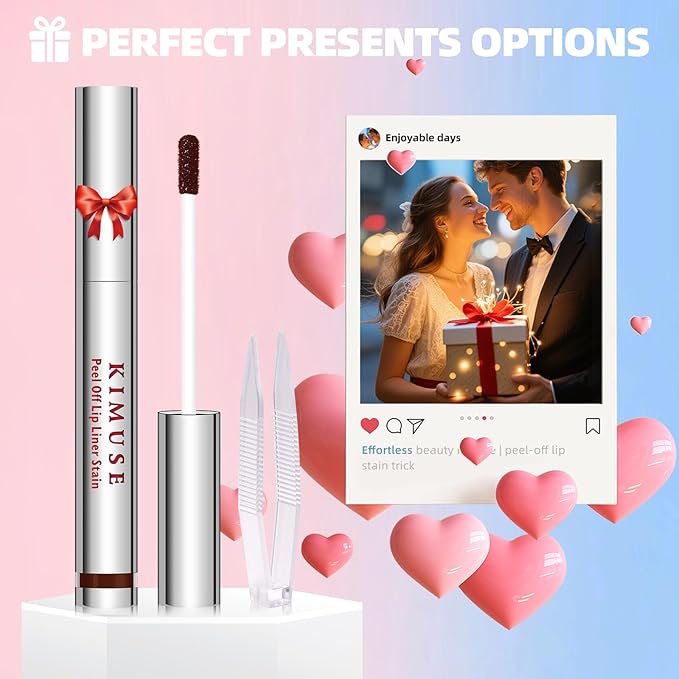 KIMUSE Peel Off Lip Stain Trio - Long - Lasting, Vitamin E Infused, Matte Finish Lip Makeup Set for All Skin Types, Transfer-Proof & Smudge-Resistant, Vegan & Cruelty Free