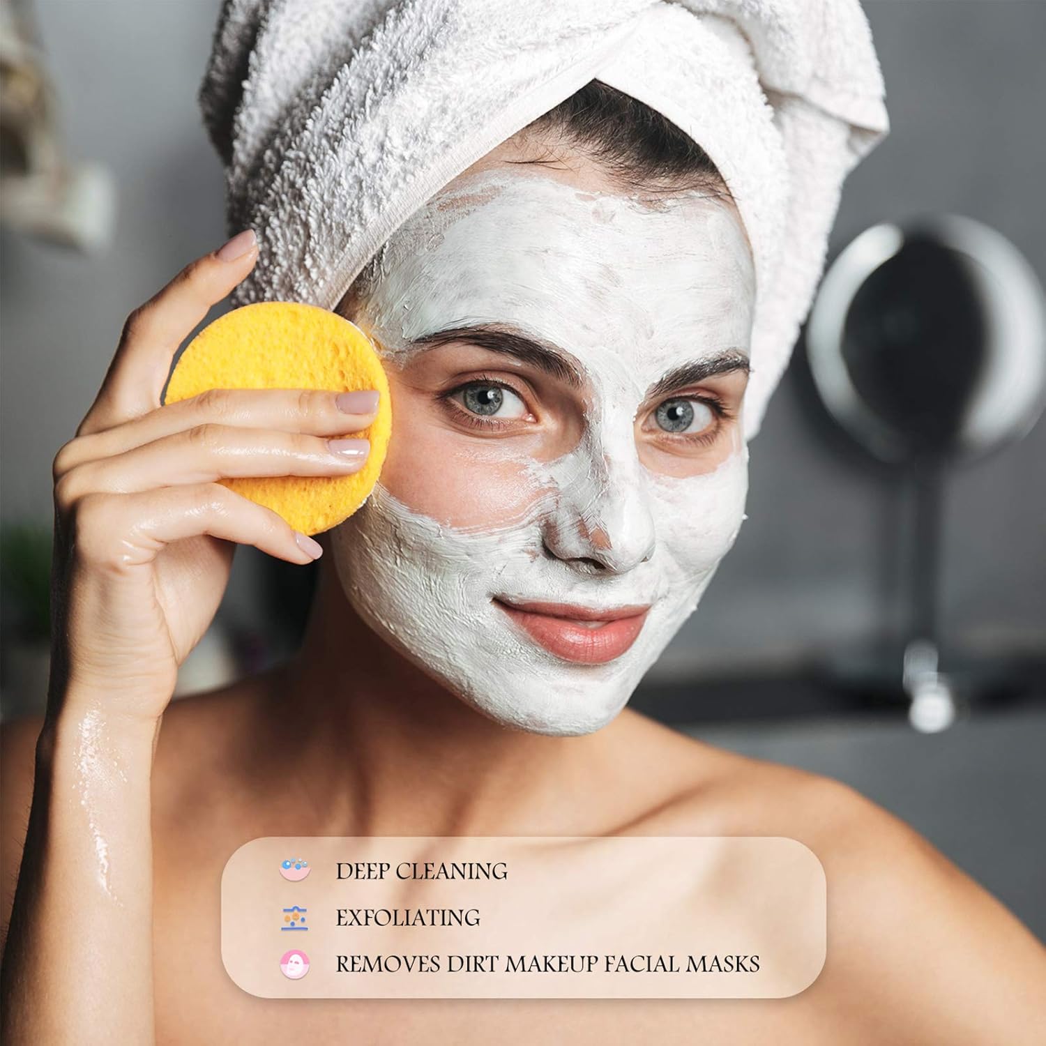 Patelai 120 Pieces Compressed Facial Sponge for Estheticians Face Makeup Removal Cleansing Sponge Pad Exfoliating Spa Wash Round Facial Cleansing Pads Supplies(Yellow)