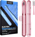 7AM2M Sonic Electric Toothbrush for Adults & Kids, with Travel Case&2 Brush Heads, 1 Charge for 90 Days, Type-C Rechargeable Sonic Toothbrush, Compact Design for Daily/Travel Use - Rose