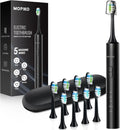 Sonic Electric Toothbrush for Adults - 5 Modes Power Sonic Rechargeable Black Electric Toothbrush with 8 Brush Heads