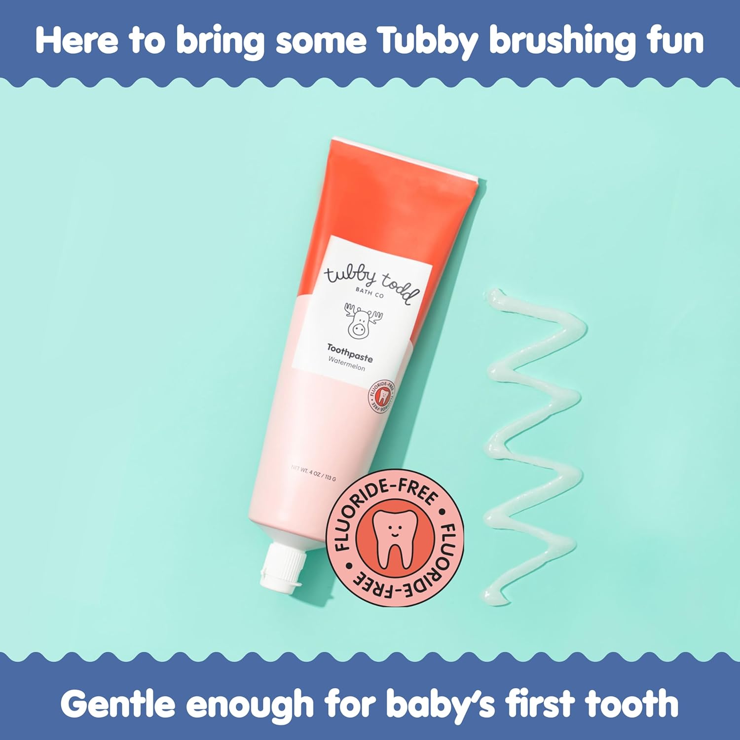 TUBBY TODD Fluoride Free Kids Toothpaste - Made with Xylitol - Safe Toothpaste for Baby, Toddler, Infant & Children - 4oz, 2 Pack - Watermelon Flavor