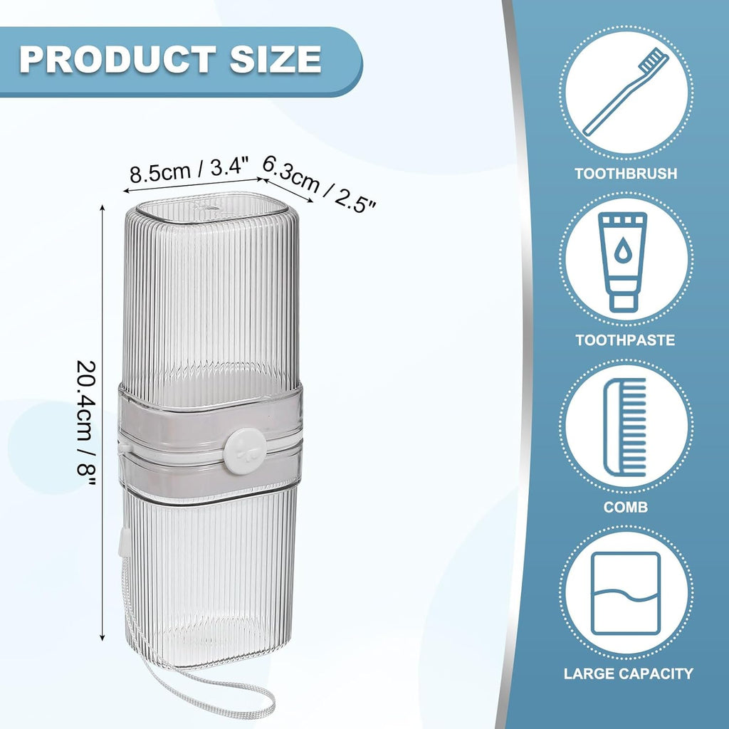 uxcell 1Pcs Travel Toothbrush Case, Portable Travel Toothbrush Holder with Cover, Toothbrush and Toothpaste Container for Bathroom, Gym,Business Trip, Camping (Light Gray)