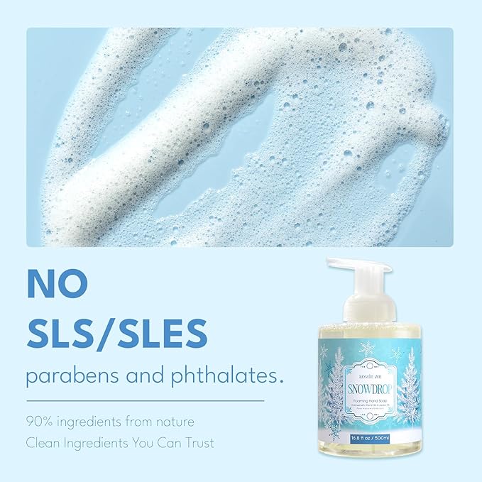 ROMIIE ZOI Christmas Foaming Hand Soap with Gift Box- Snowdrop, Infused with Peppermint - 500ml/ 16.8oz