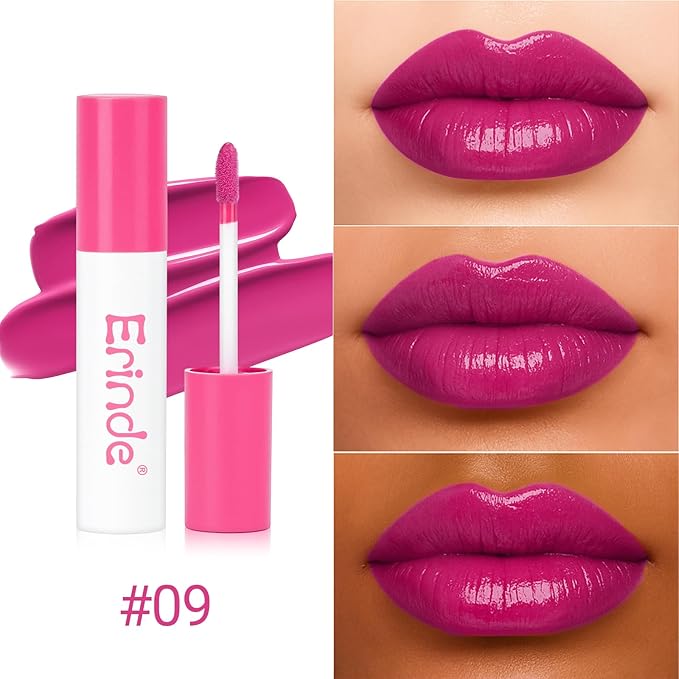 Erinde Lips Staining Lip Oil, Glossy Lip Stain, Long-Lasting Lightweight Lip Staining Oil, Moisturizing Plumping Hydrating Glossy Lip Tint, Vegan & Cruelty-Free, 09
