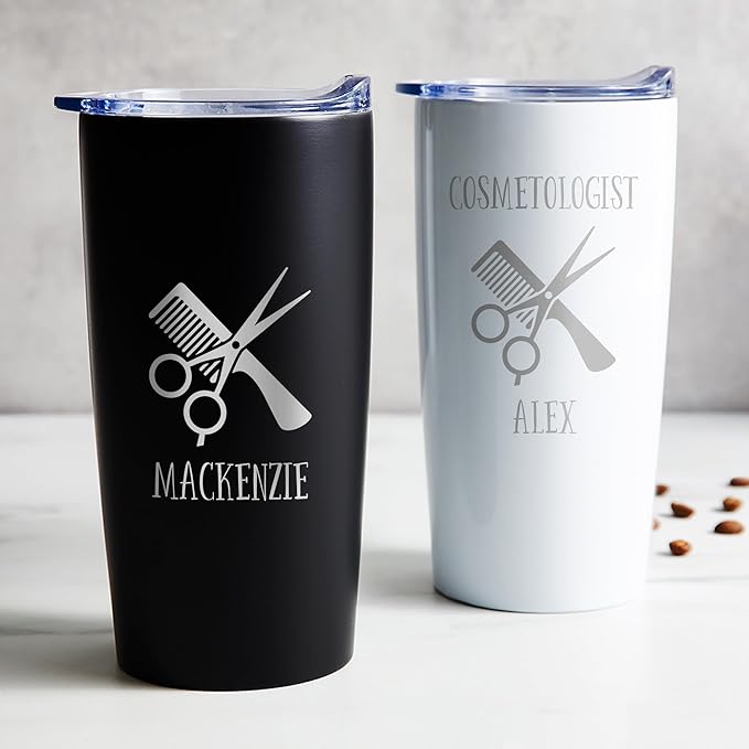 Lifetime Creations Engraved Personalized Hair Stylist Stainless Steel Tumbler 20 oz (Black) - Gift for Cosmetologist, Hair Dresser, Salon Coffee Travel Mug