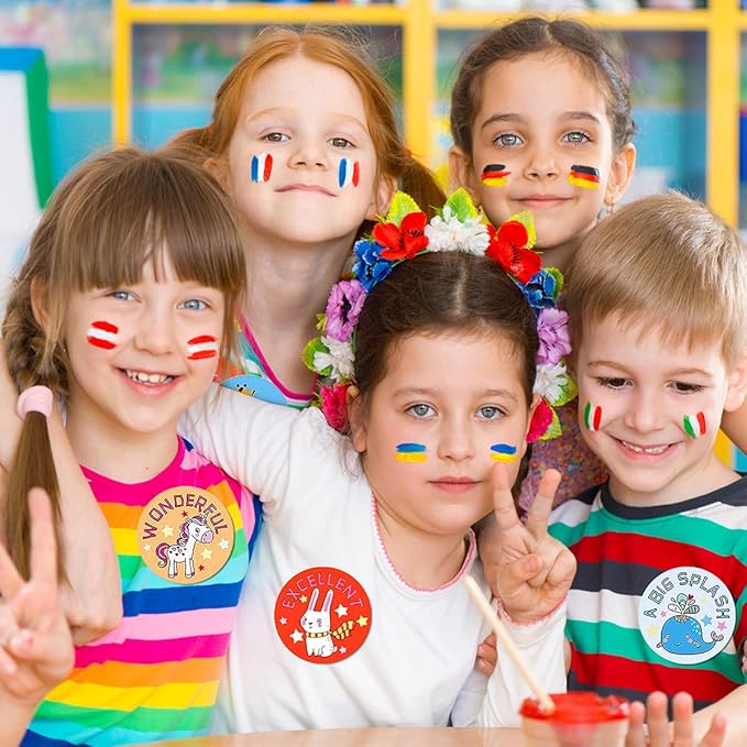 1000 PCS Cartoon Animal Stickers for Kids,Reward Stickers for Kid Teacher Classroom School Home Office (1 Inch / 2 Rolls)