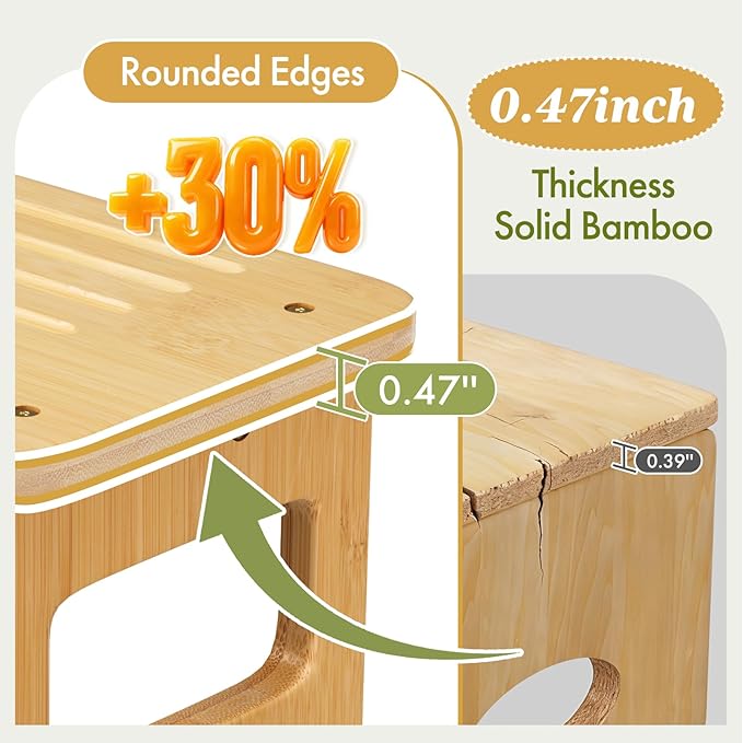 AmazerBath Bamboo Toilet Stool, Squat Potty Stool for Adults, Non-Slip Pooping Stools for Bathroom, Portable Potty Step Foot Stools for Kids, Assembly Required, 6.8''