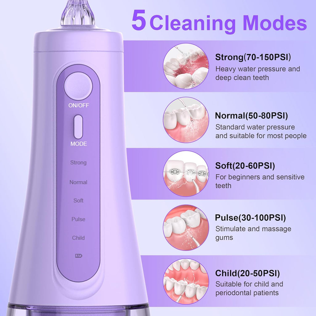 Water Flossers for Teeth, Cordless Water Dental for Teeth Cleaning, Water Flossers for Teeth Portable Oral Irrigator, USB Rechargeable for Home Travel Office