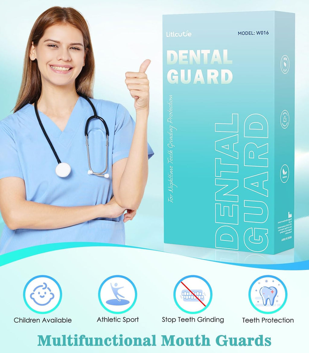 Mouth Guard for Grinding Teeth at Night, Night Guards for Teeth Grinding with 2 x 5X Mirror Case,Mint Green,4 Pack/Small Size