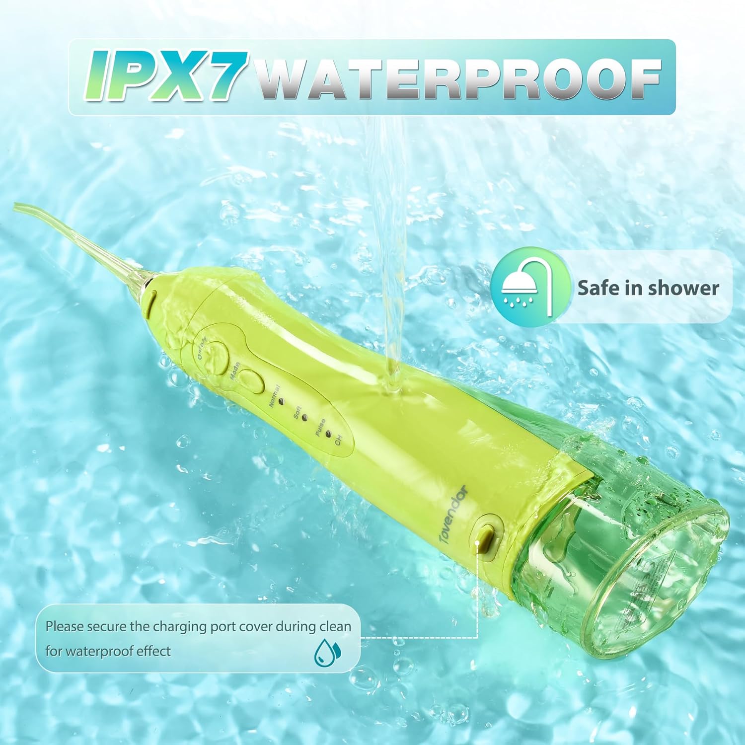 TOVENDOR Electric Water Dental Flosser Teeth Pick, Cordless Flossers Oral Irrigator IPX7 Waterproof 300ML Rechargeable Travel Water Teeth Cleaner with 5 Tips for Home Braces Care Gums Deep Cleaning