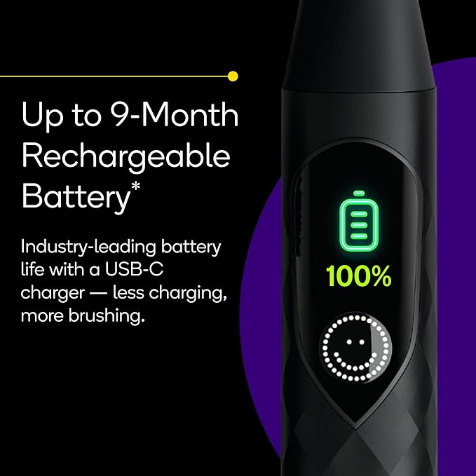 Burst Pro 2.0 Sonic Toothbrush for Adults (Black) | Electric Toothbrush with Smart Pressure Sensor | Soft Bristles | 5 Modes/Refined Scoring System | USB-C Charging | Magnetic Wall Mount