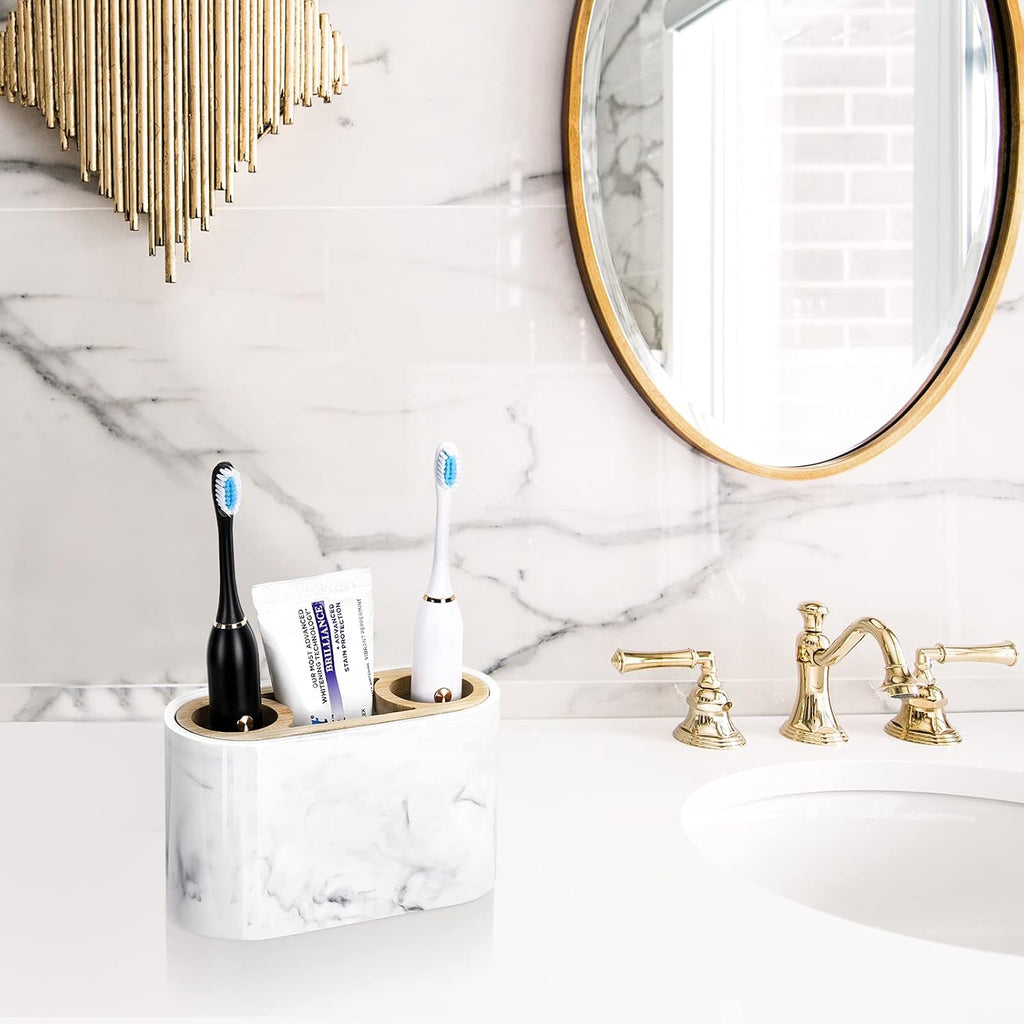 Shinowa Toothbrush Holder,Premium Toothbrush Organizer,Bathroom Storage Organizer for Electric Toothbrush, Toothpaste, Razor, Comb - Ink White