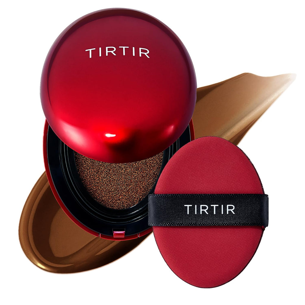 [*Mini Size*] TIRTIR Mask Fit Red Cushion Foundation | Full coverage, Weightless, Skin fit, Satin Glow Finish, Korean Makeup BB Foundation, beauty, Tattoo cover up, Buildable (#47N Ebony, 0.15 Fl Oz)