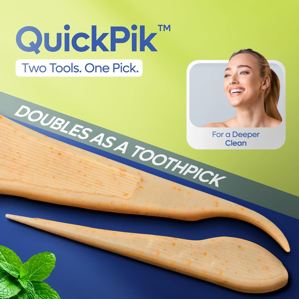 SmartLifeco Eco-Friendly Angled Dental Floss Picks (200ct) - Made with Straw Wheat Blend, Superior Anti-Shred Thread for Molars & Back Teeth, Tooth Pick Stick for Adults, Soft on Gums, Vegan, Mint