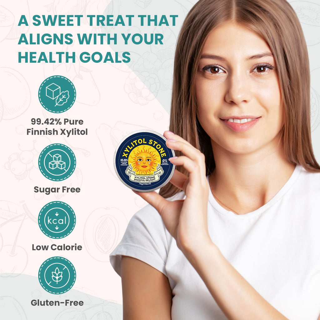 Xylitol Stone Sugar Free Candy - Vegan & Keto Friendly Unique Hard Candy - 100% Natural Flavor Candies - Gluten Free & Non-GMO Breath Freshener Mints - Pack of 3 (Original, Coffee, Wakeful Delight)