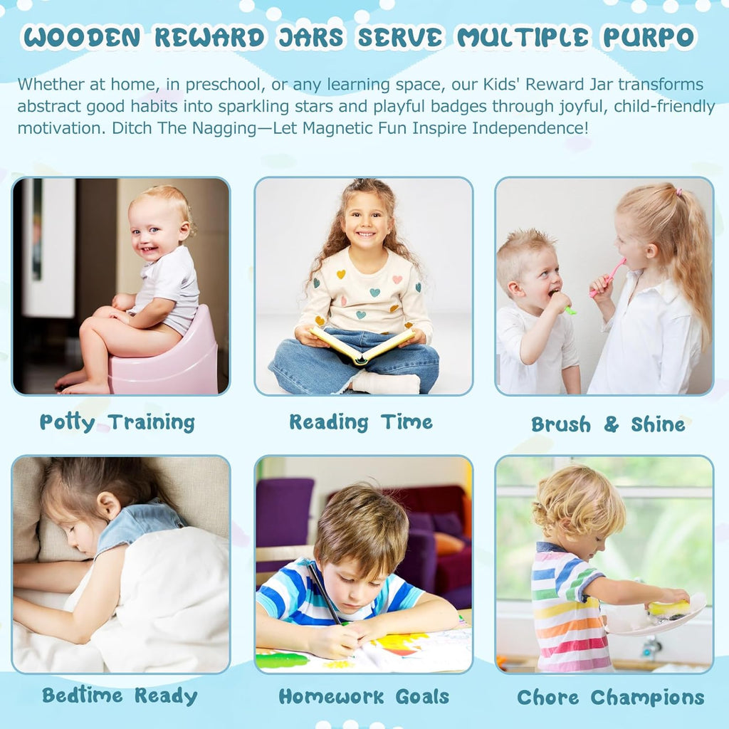 2 Pack Magnetic Reward Jar with Star & Heart, Star Jar Reward System for Kids, Reward Home Kids Incentive Good Home Training for Boys Girls