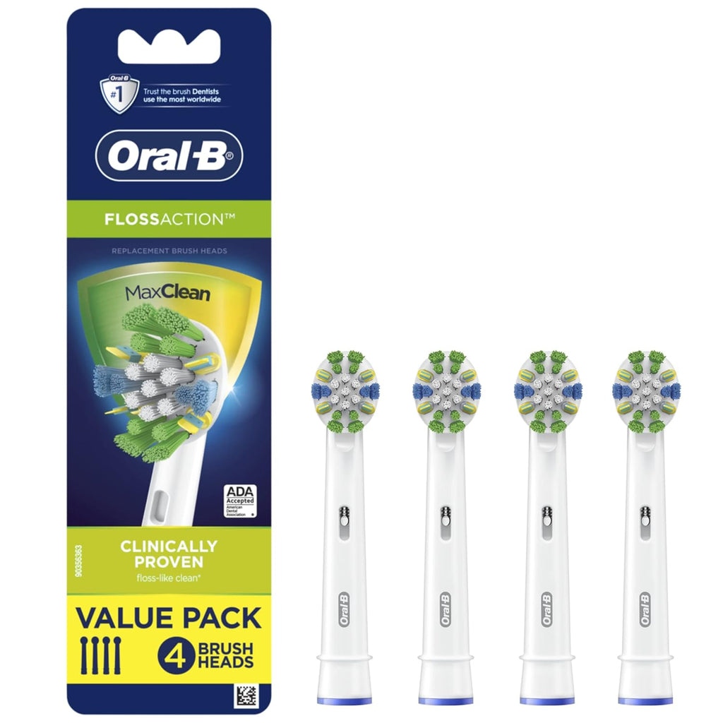 Oral-B Floss Action Replacement Brush Heads for an Oral-B Electric Toothbrush, Pack of 4