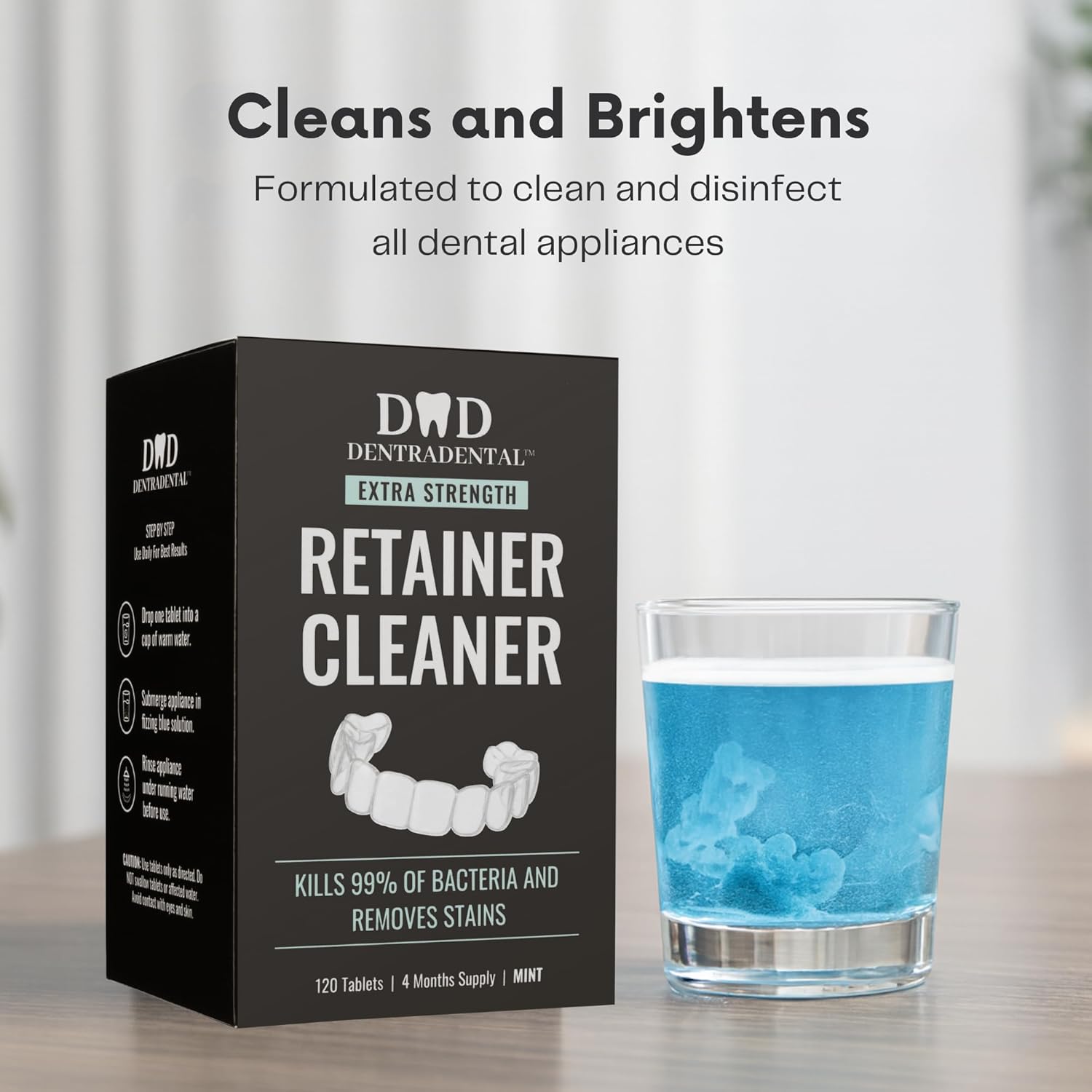 120 Count Retainer Cleaner Tablets for Aligner, Mouth Guard, Night Guard and More. Cleaning Tablets for Ultrasonic Cleaners - Fresh in 3 Minutes - 4 Month Supply - Mint