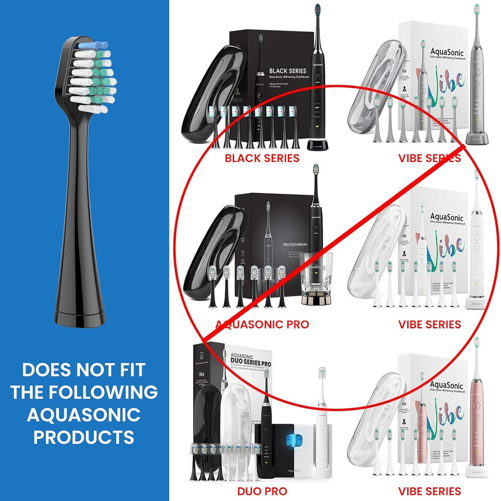 Replacement Toothbrush Heads for AquaSonic Duo Series and Home Dental Center Electric Toothbruh, NOT Compatible with Duo Series Pro, 5 White + 5 Black
