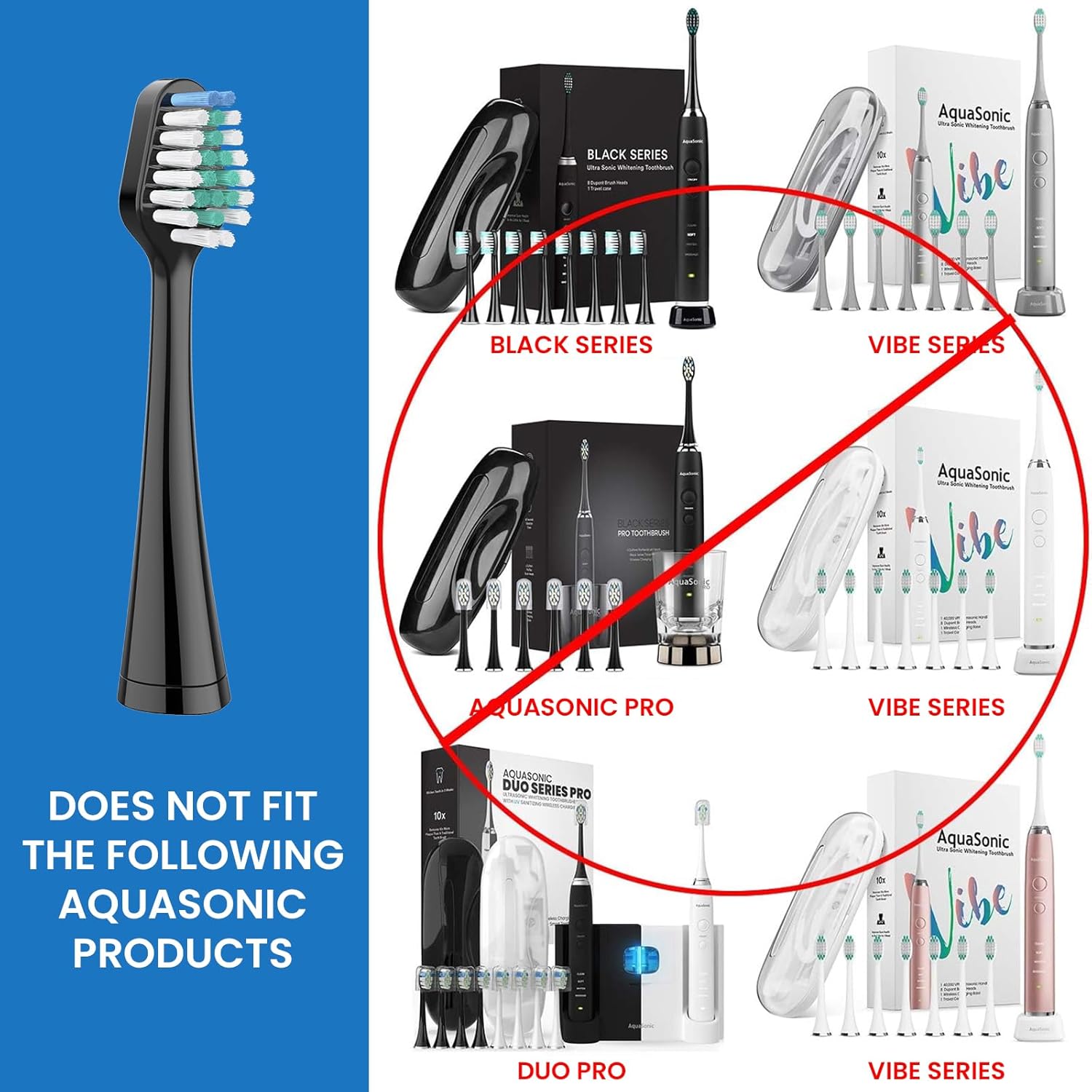 Replacement Toothbrush Heads for AquaSonic Duo Series and Home Dental Center Electric Toothbruh, NOT Compatible with Duo Series Pro, 5 White + 5 Black