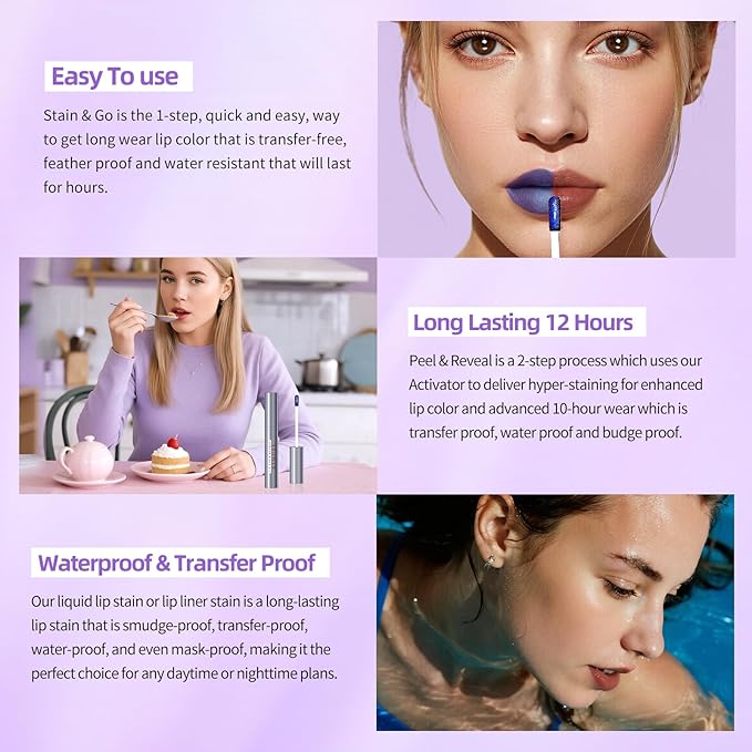 KIMUSE 5 Colors Lip Stain Masque - Long-Lasting Waterproof Lip Tint, Smudge-Proof Matte Lip Stains for All-Day Wear, Transfer-Resistant Lip Makeup