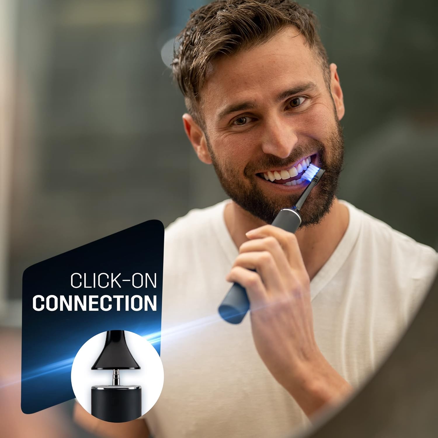 SPARX - Toothbrush Replacement Heads, Brush Heads with Blue Light Therapy for Gum Care, Replacement Brush Heads, Black, 2 Pack