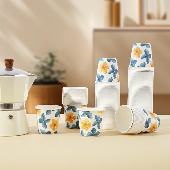 Tamone 600 Pack 3 oz Bathroom Cups, Small Paper Cups Flower Design, Mouthwash Cups, Disposable Paper Cups,3oz Paper Cups for Party, Picnic, BBQ, Travel, Home and Event